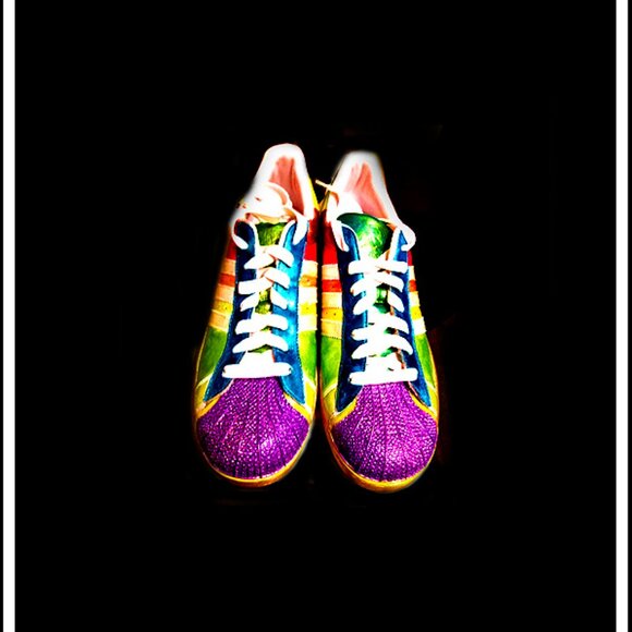 One Of A Kind Adidas Originals Leather Athletic Metallic Glitter Gum Sneakers